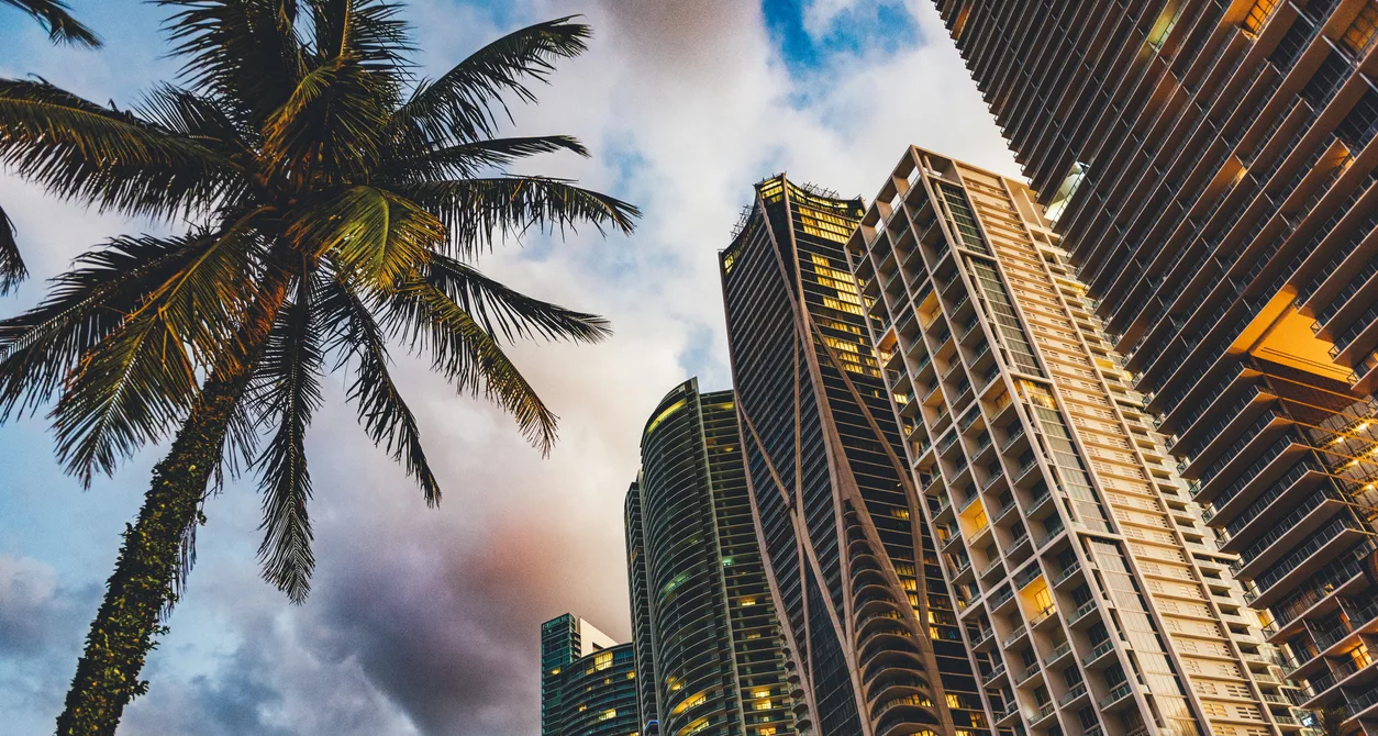 Dramatic Sunset in Miami, Florida, at Biscayne Boulevard