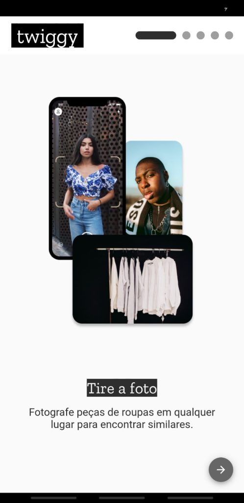Imagem de um template da Twiggy com celular e roupas no cabide - Startups