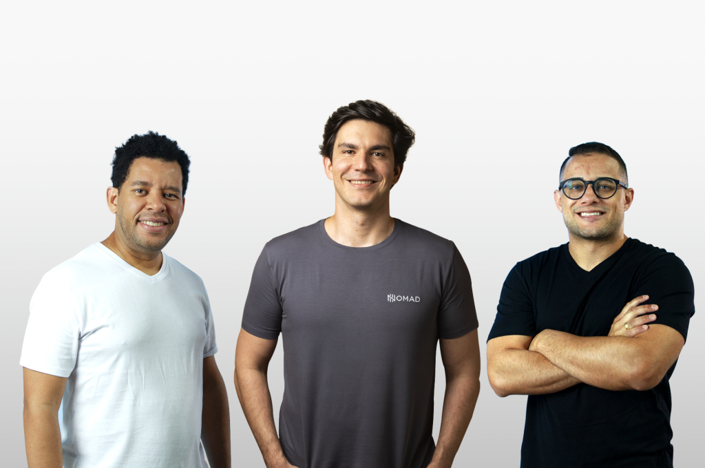 Tiago Santos (CEO da Husky), Lucas Vargas (CEO da Nomad) e Maurício Carvalho (CTO da Husky)

