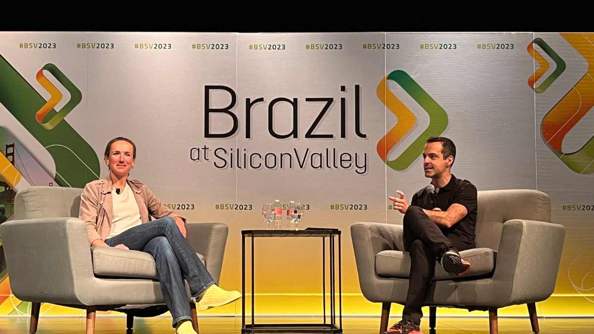 Angela Strange e Hugo Barra na Brazil at Silicon Valley 2023