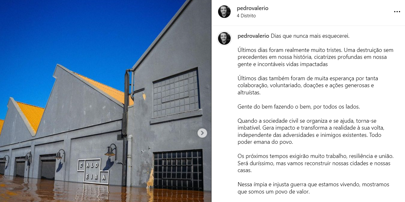 Post de Pedro Valério em seu Instagram (Foto: reprodução)