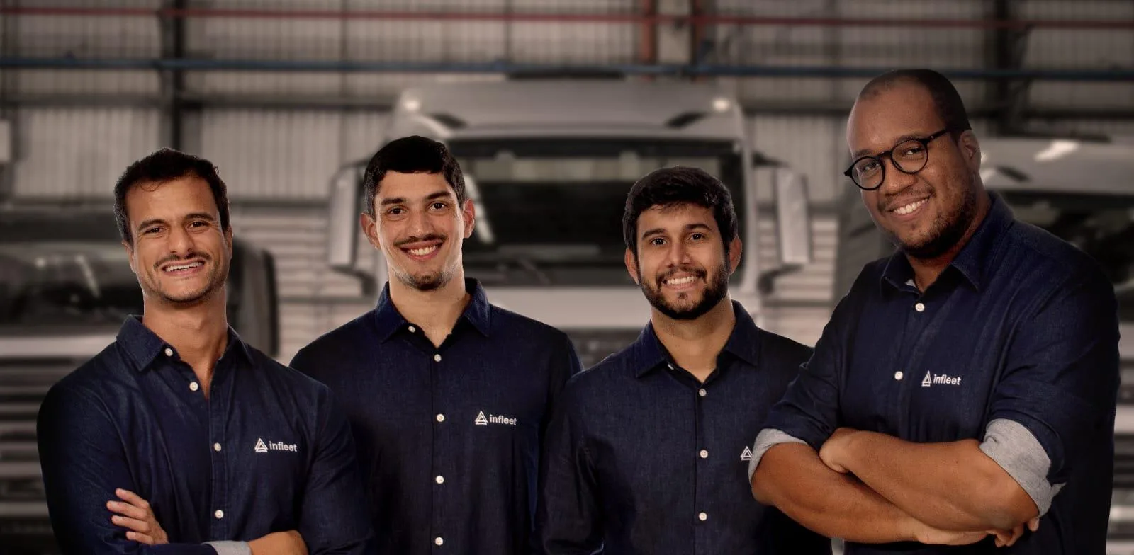 Victor Cavalcanti (CEO), Henrique Lima (CSO), Lucas Bastos (CPO), Vitor Reis (COO, da InFleet (Foto: divulgação)